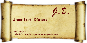 Jamrich Dénes névjegykártya